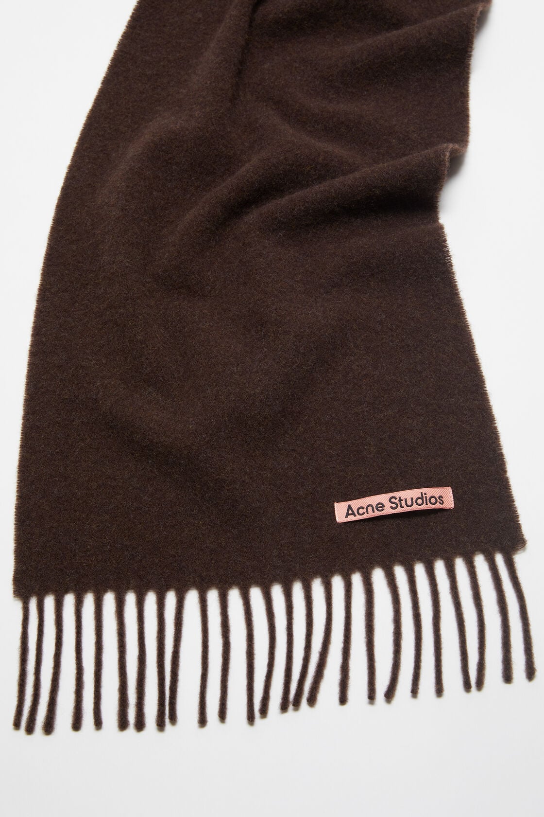 Acne Studios Fringe wool scarf - skinny - Brown melange