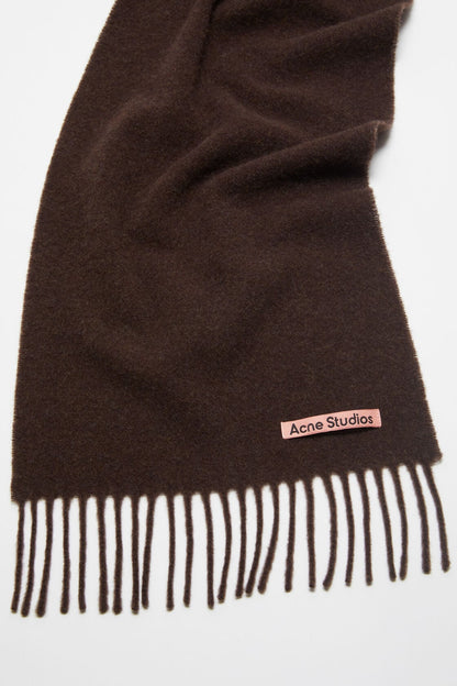 Acne Studios Fringe wool scarf - skinny - Brown melange