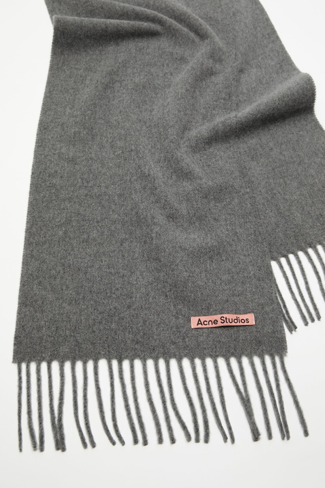 Acne Studios Fringe wool scarf - skinny - Grey Melange