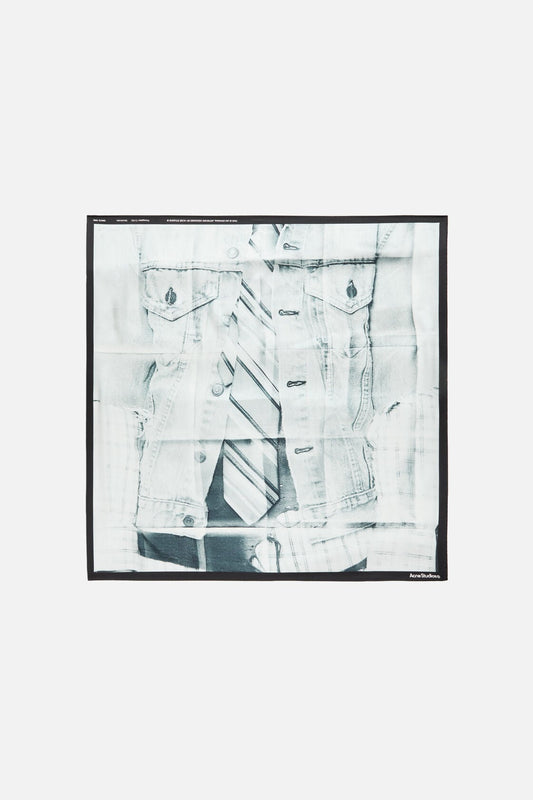 Acne Studios Silk collage scarf - Black/white