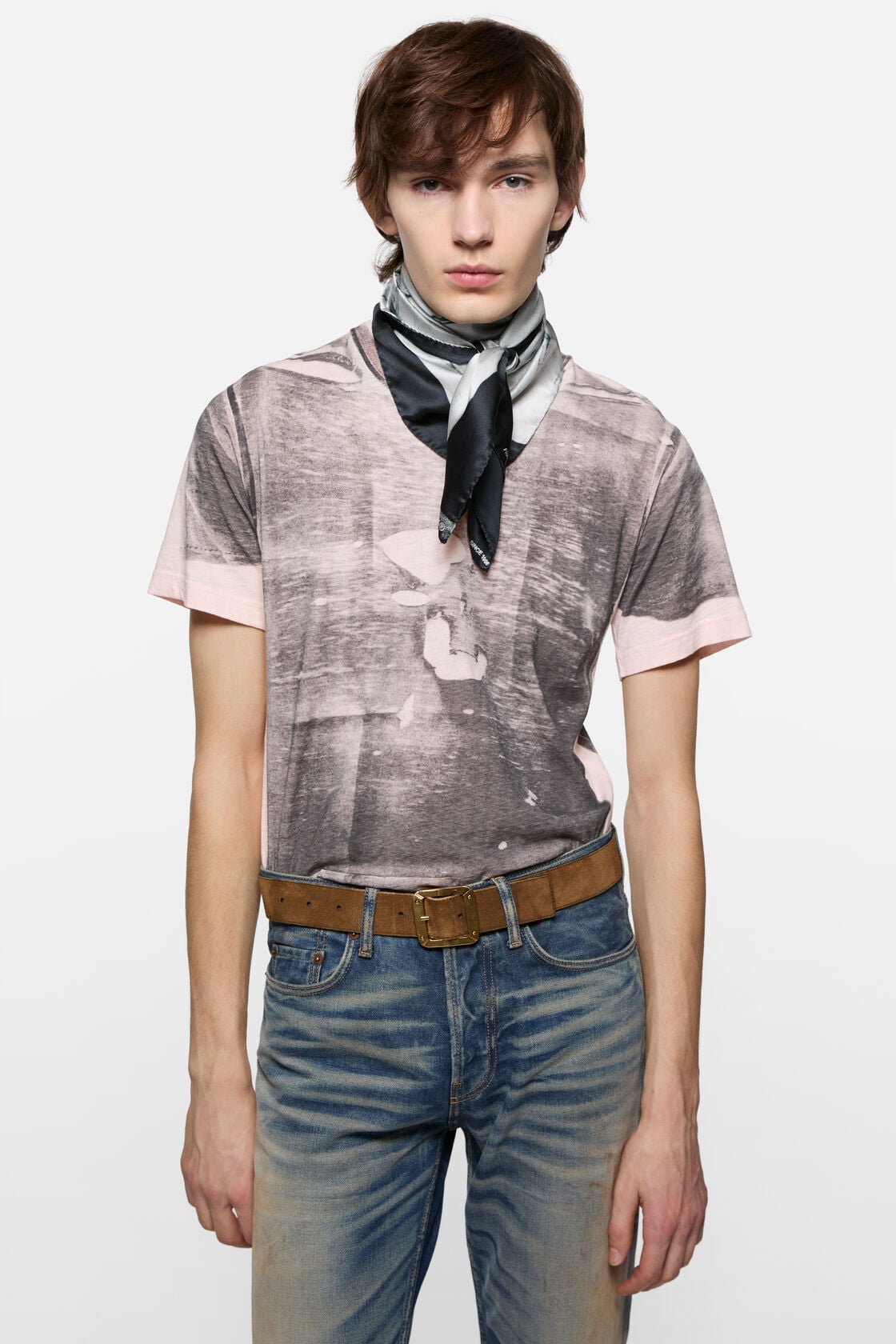 Acne Studios Silk collage scarf - Black/white