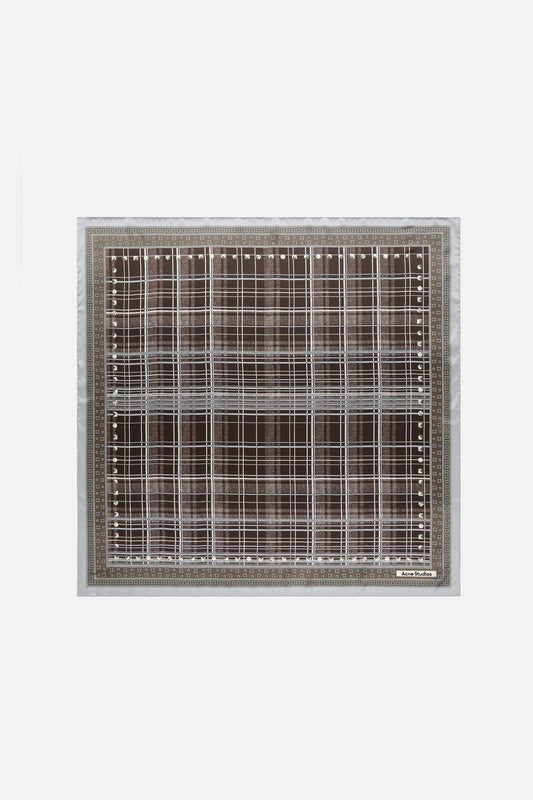 Acne Studios Checkered silk scarf - Grey/brown