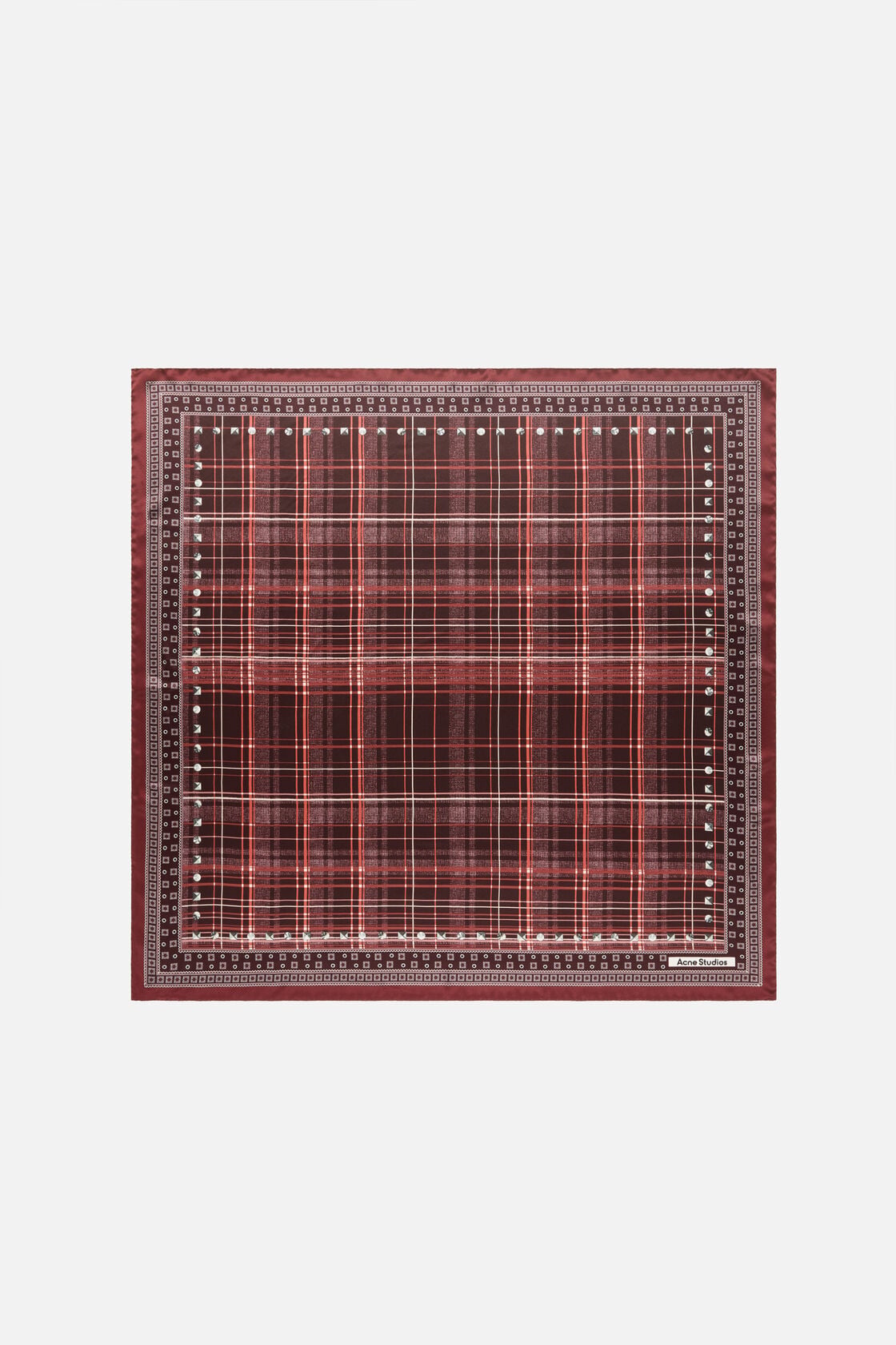 Acne Studios Checkered silk scarf - Burgundy/brown