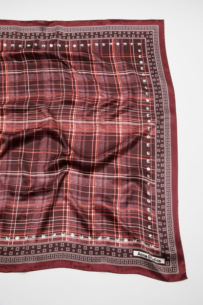 Acne Studios Checkered silk scarf - Burgundy/brown