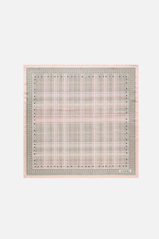 Acne Studios Checkered silk scarf - Pink/taupe