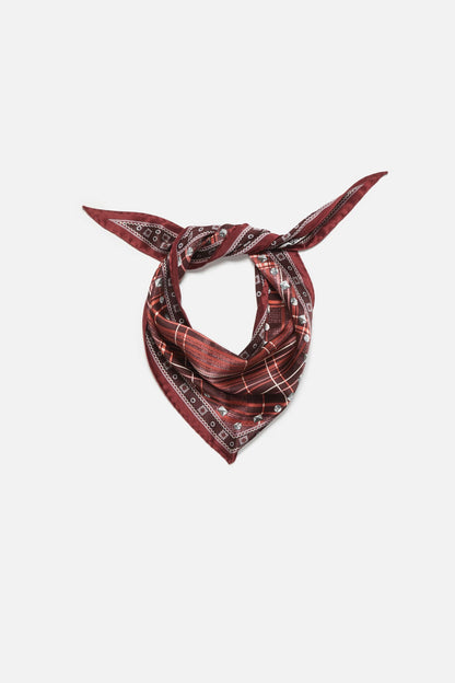 Acne Studios Checkered silk bandana - Burgundy/brown