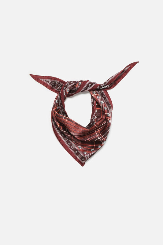 Acne Studios Checkered silk bandana - Burgundy/brown
