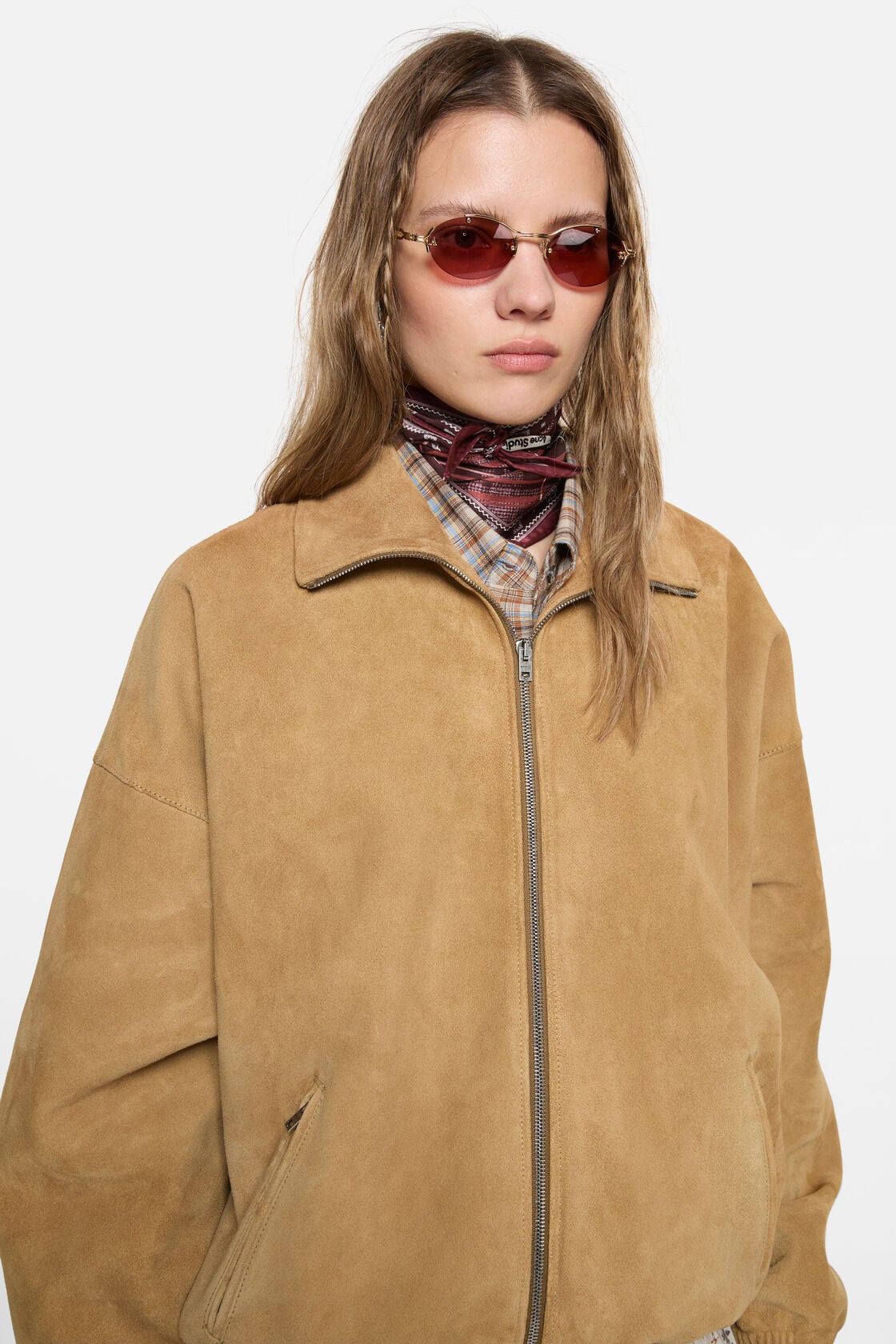 Acne Studios Checkered silk bandana - Burgundy/brown