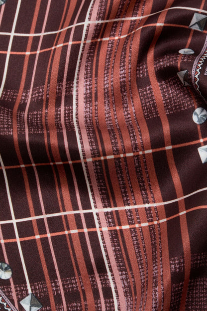 Acne Studios Checkered silk bandana - Burgundy/brown