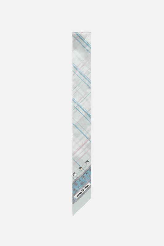 Acne Studios Skinny silk scarf - Sage green/light blue