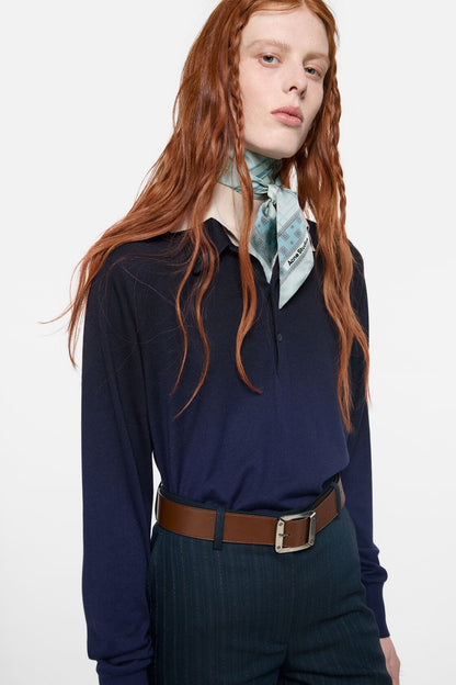Acne Studios Skinny silk scarf - Sage green/light blue