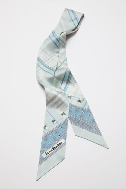 Acne Studios Skinny silk scarf - Sage green/light blue