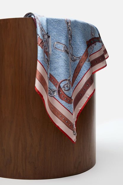 Acne Studios Printed silk scarf - Denim blue
