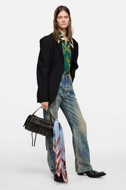 Acne Studios Printed silk scarf - Denim blue