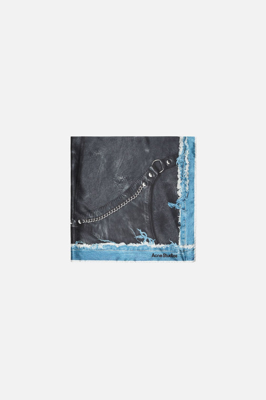 Acne Studios Printed silk scarf - Black/blue