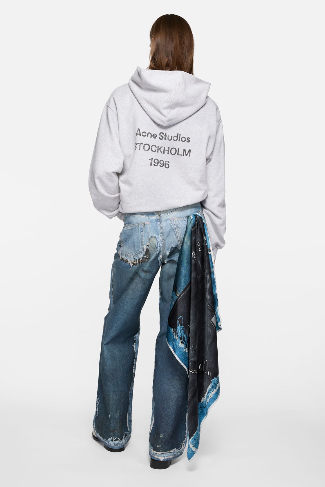 Acne Studios Printed silk scarf - Black/blue