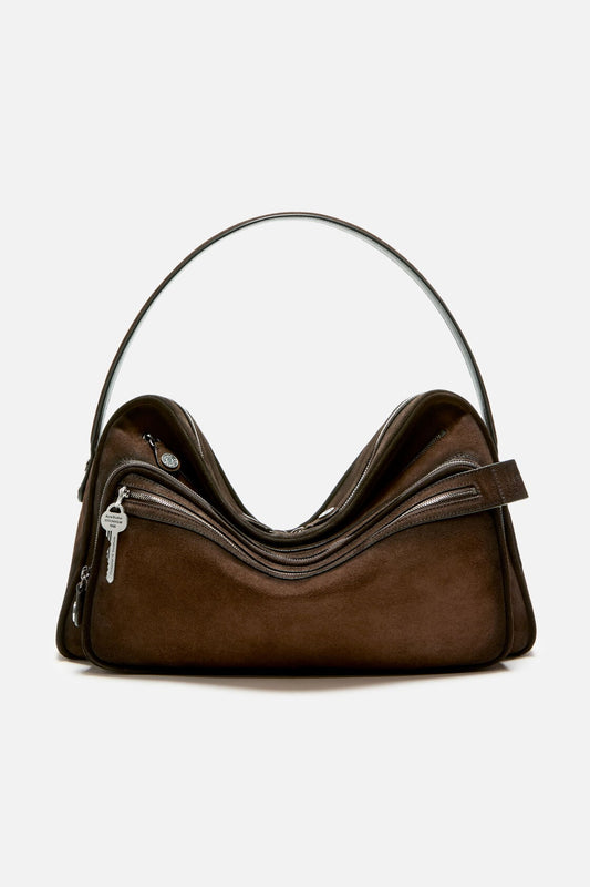 Acne Studios Camero Camera Suede Shoulder Bag - Dark brown