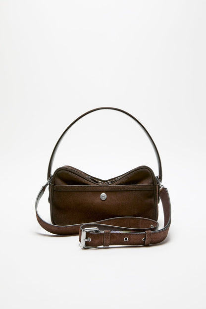 Acne Studios Camero Party Suede Shoulder Bag - Dark brown