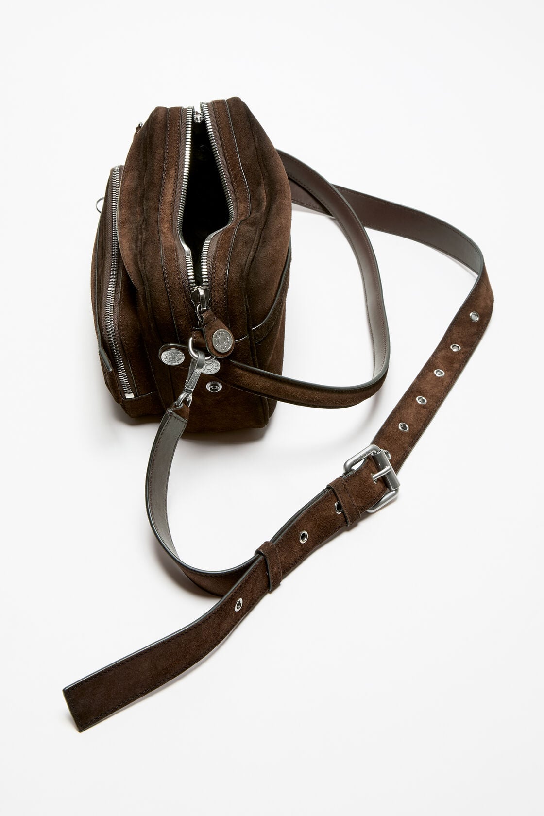Acne Studios Camero Party Suede Shoulder Bag - Dark brown