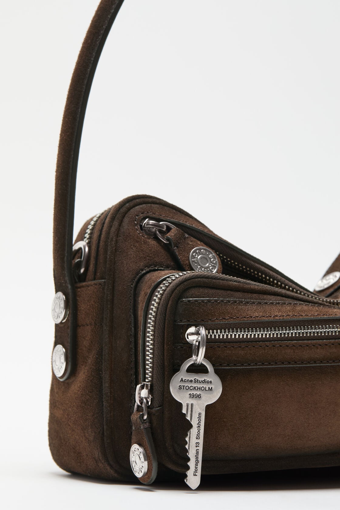 Acne Studios Camero Party Suede Shoulder Bag - Dark brown