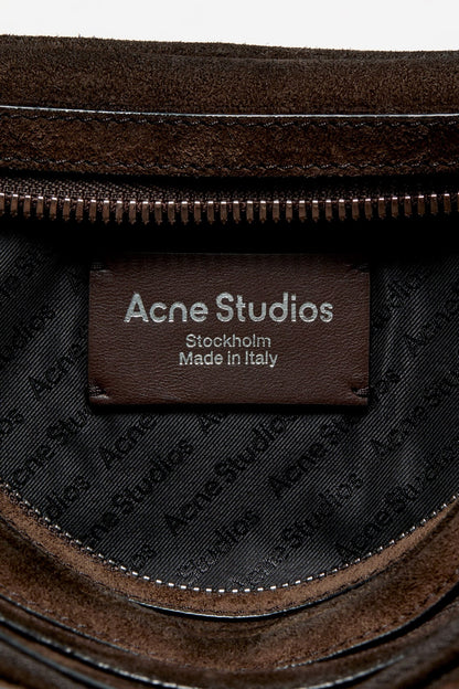 Acne Studios Camero Party Suede Shoulder Bag - Dark brown