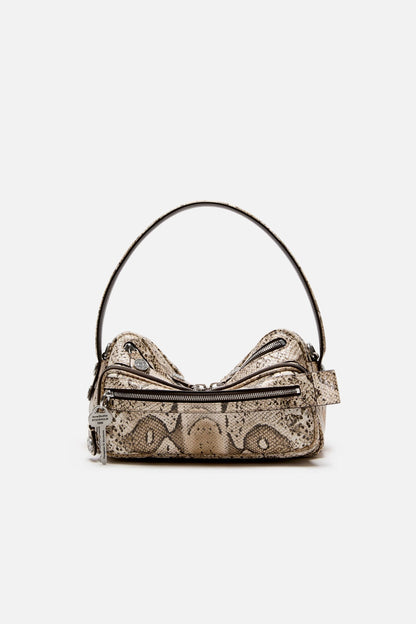 Acne Studios Camero Party snake-print bag - Beige Multi