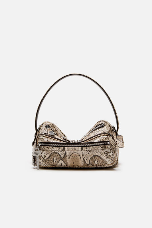 Acne Studios Camero Party snake-print bag - Beige Multi