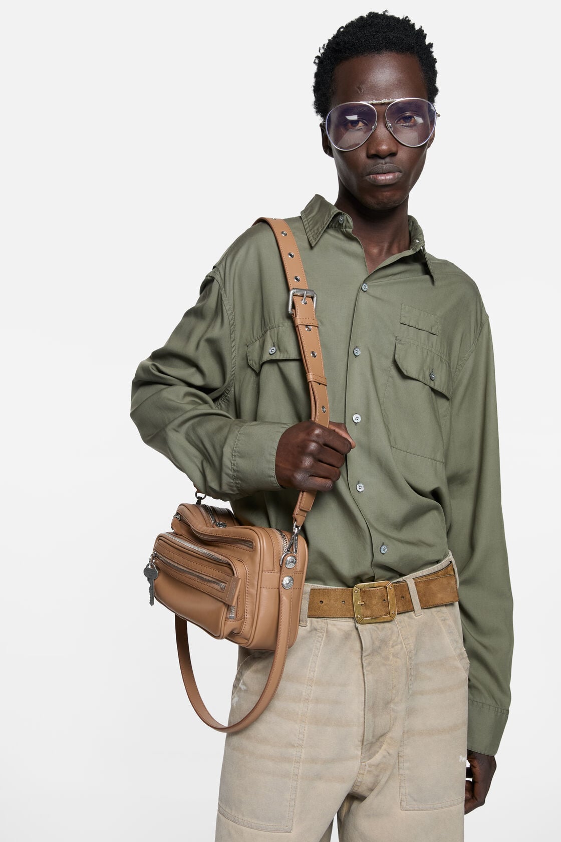 Acne Studios Camero Party Shoulder Bag - Caramel brown