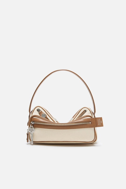 Acne Studios Camero Party Canvas Bag - Cream beige/brown