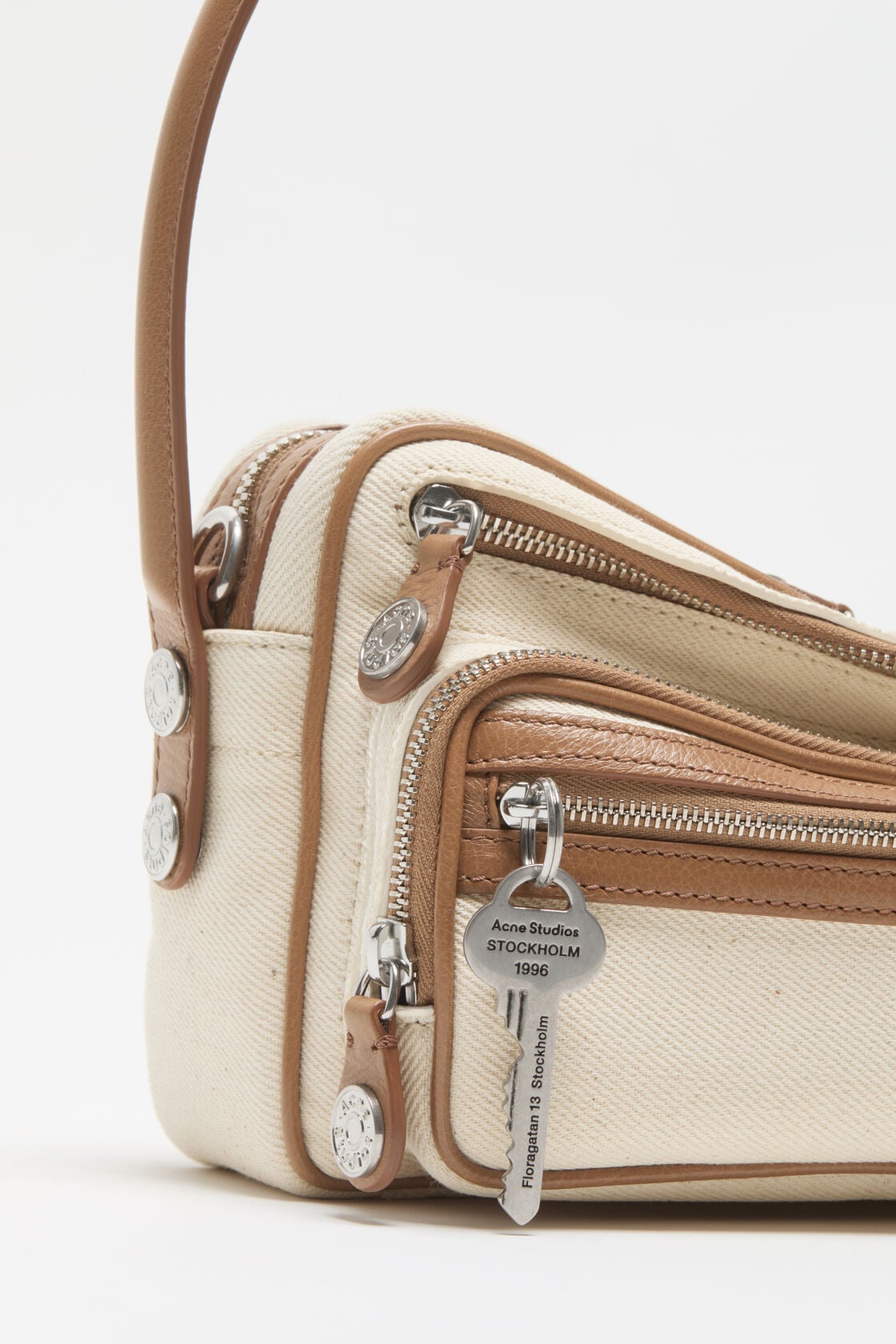 Acne Studios Camero Party Canvas Bag - Cream beige/brown
