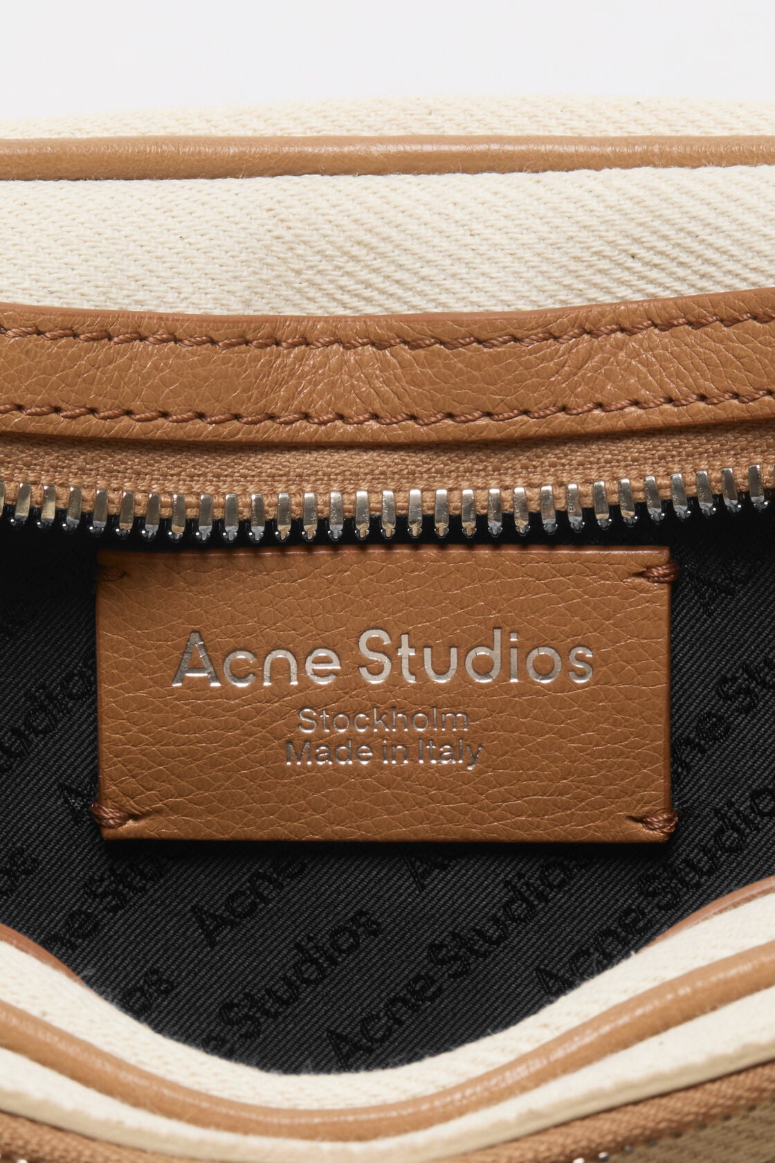 Acne Studios Camero Party Canvas Bag - Cream beige/brown