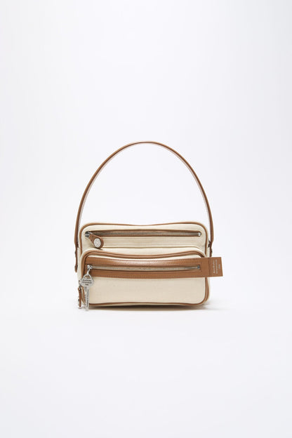 Acne Studios Camero Party Canvas Bag - Cream beige/brown