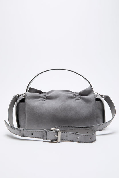 Acne Studios Multipocket suede shoulder bag - Cold grey