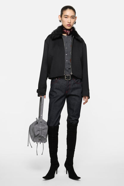 Acne Studios Multipocket Suede Bucket Bag - Cold grey