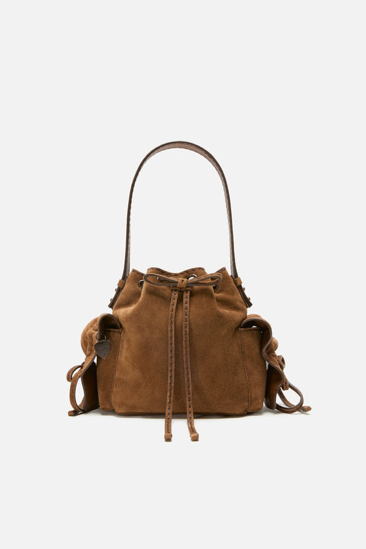 Acne Studios Multipocket mini bucket bag - Cognac brown