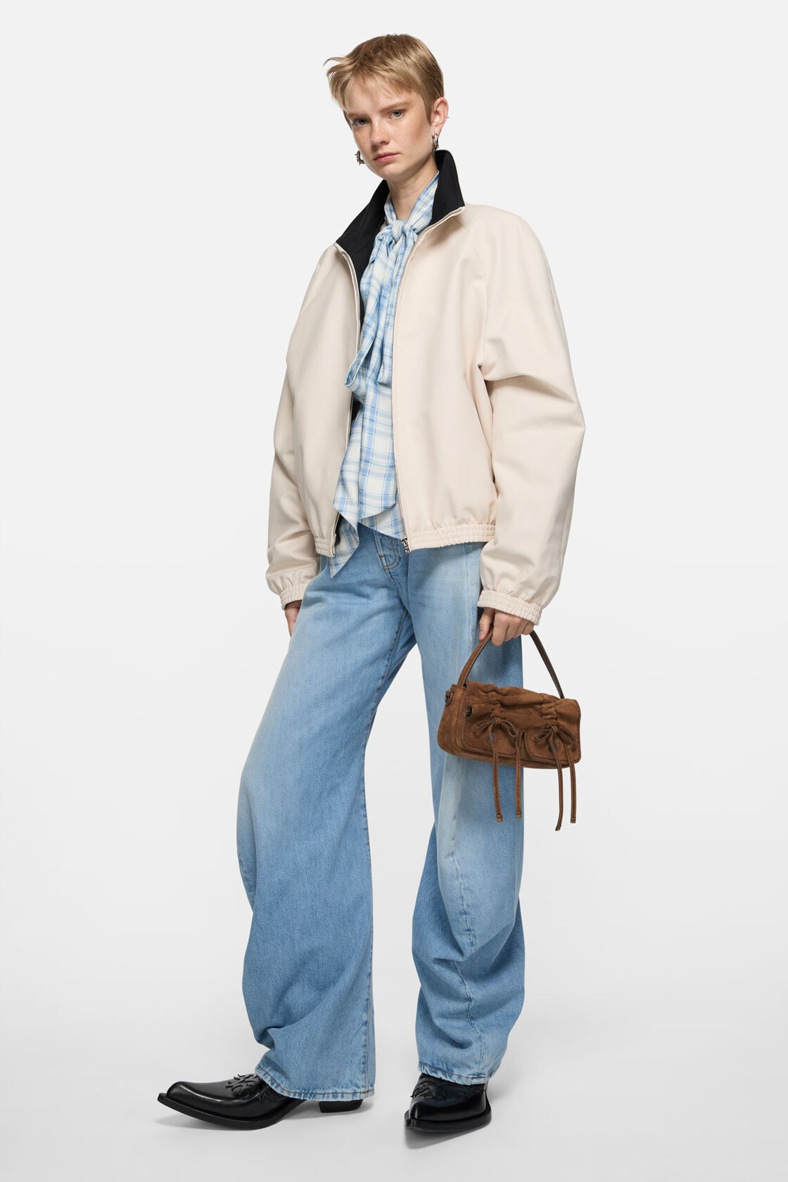 Acne Studios Multipocket suede micro bag - Cognac brown