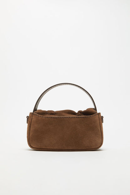 Acne Studios Multipocket suede micro bag - Cognac brown
