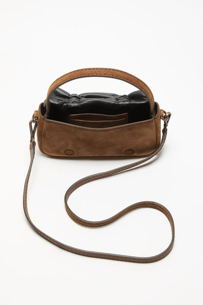 Acne Studios Multipocket suede micro bag - Cognac brown