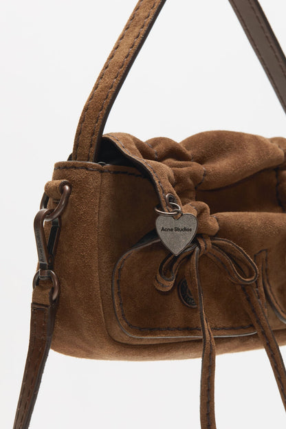 Acne Studios Multipocket suede micro bag - Cognac brown