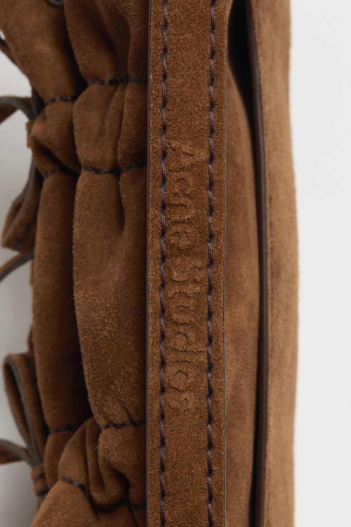 Acne Studios Multipocket suede micro bag - Cognac brown