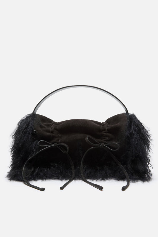 Acne Studios Multipocket bag with shearling trim - Black