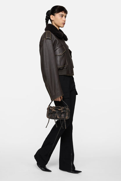 Acne Studios Multipocket micro bag - Dark brown/beige