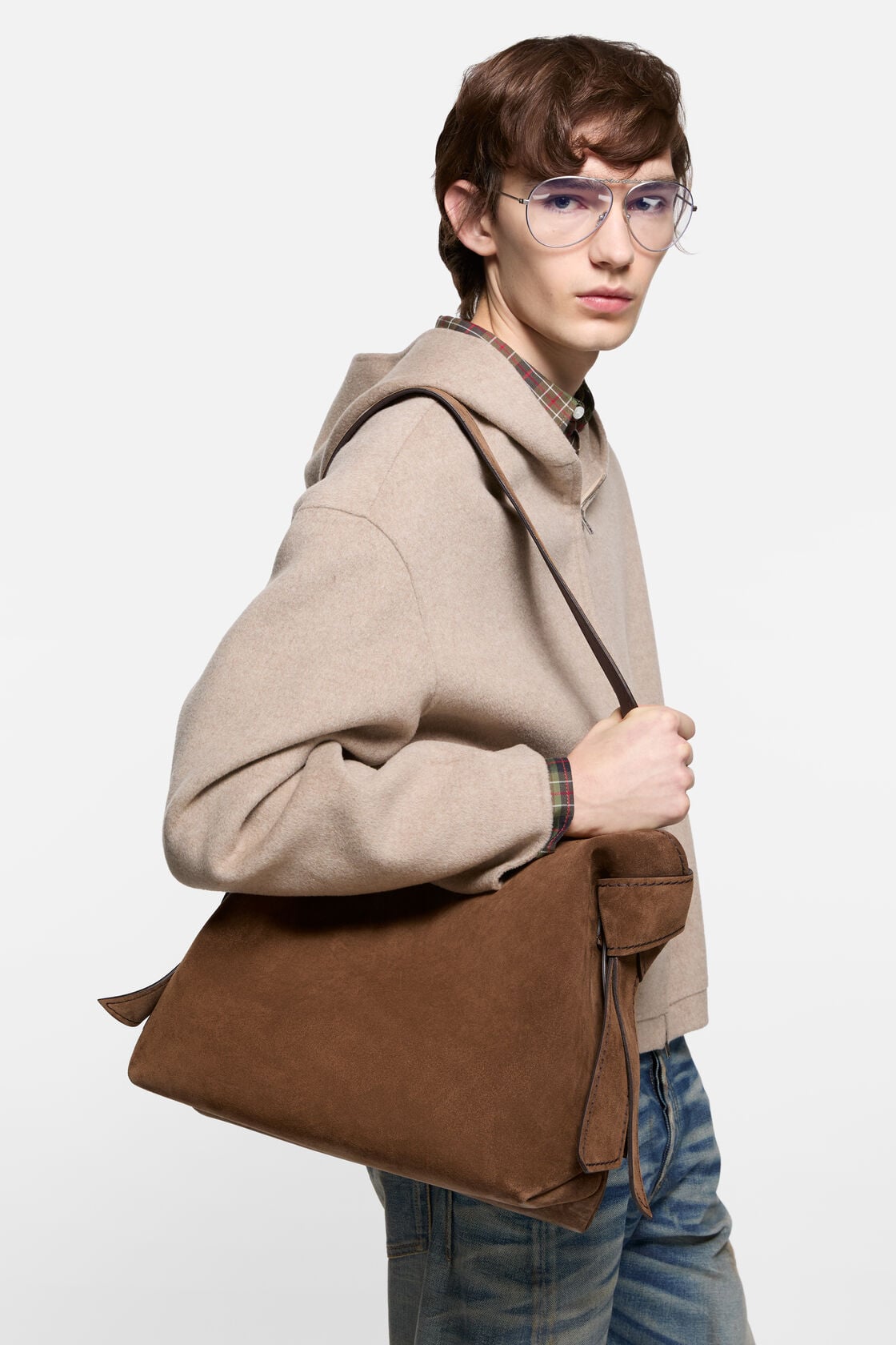 Acne Studios Musubi suede midi bag - Cognac brown