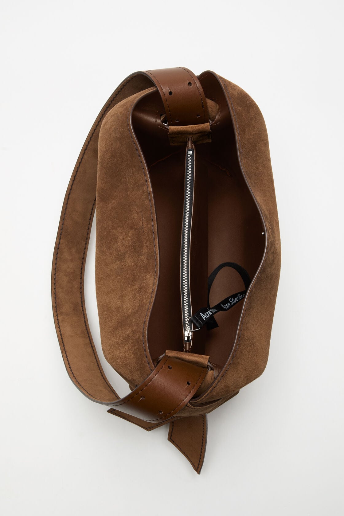 Acne Studios Musubi suede midi bag - Cognac brown