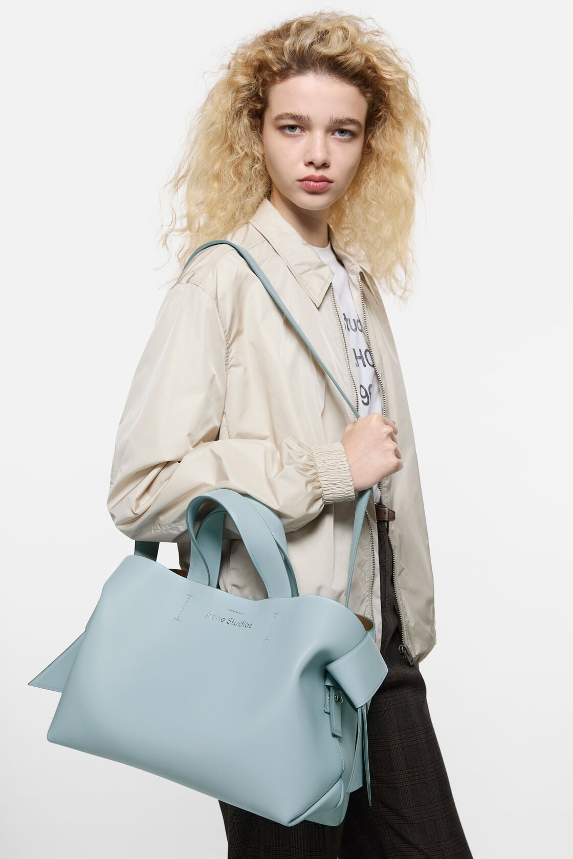 Acne Studios Musubi leather tote - Dusty blue