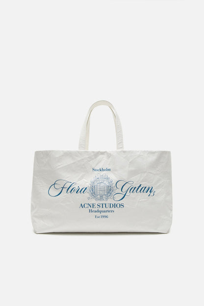 Acne Studios Leather tote with logo - White
