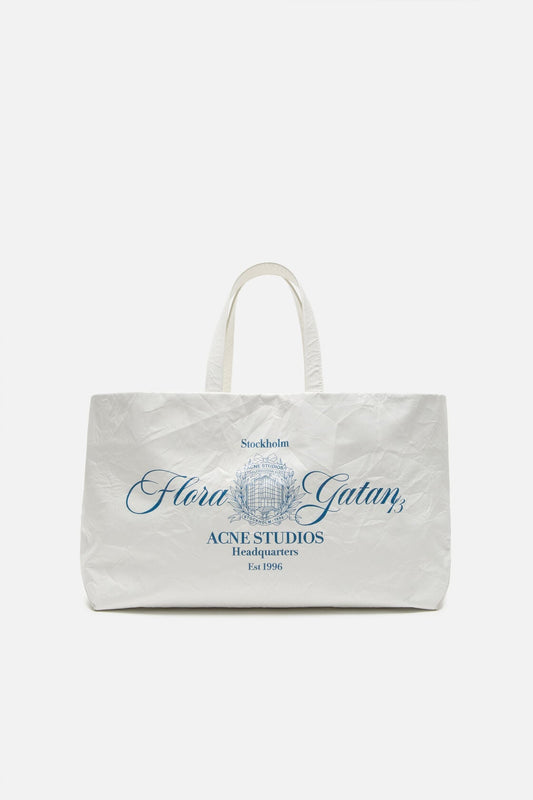 Acne Studios Leather tote with logo - White