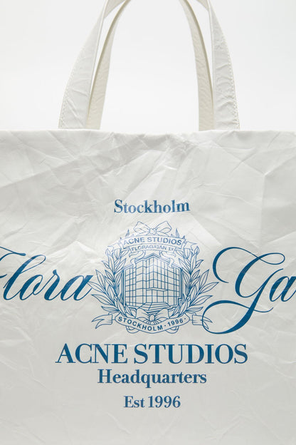 Acne Studios Leather tote with logo - White