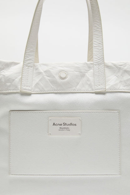 Acne Studios Leather tote with logo - White