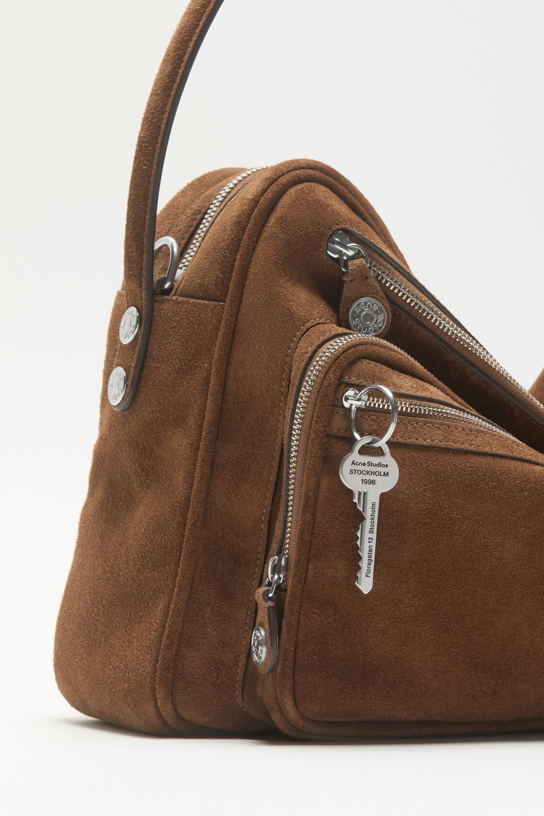 Acne Studios Camero Camera suede shoulder bag - Cognac brown